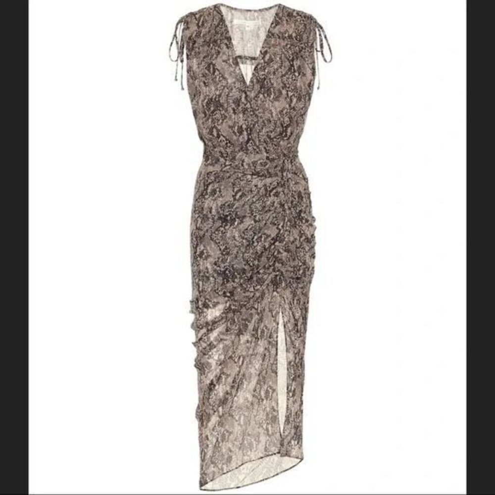 Veronica Beard Teagan Ruched Python-Printed Dress… - image 2